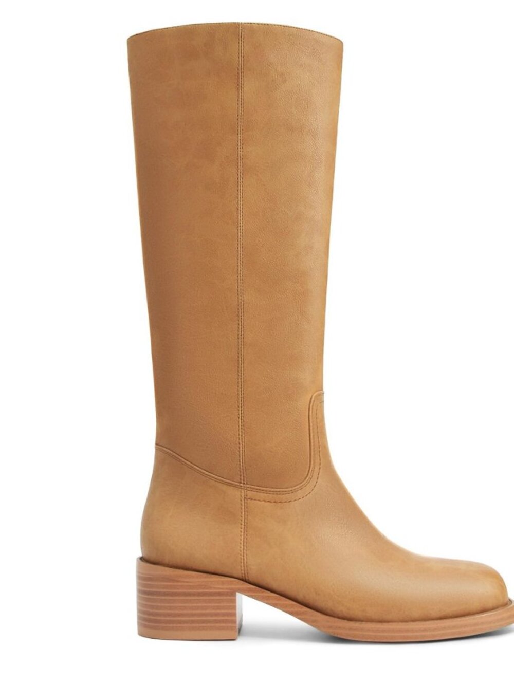 Women's Banana Knee High Boots Square Toe Chunky Block Heel Comfortable Low Heel